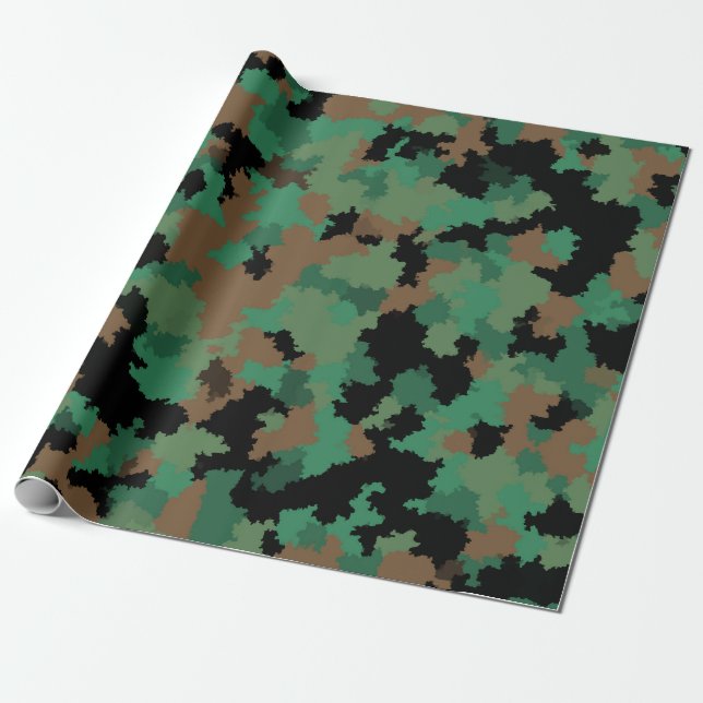 Papel De Presente Design do Padrão de Camuflagem Selvagem do Exércit (Desenrolado)