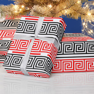 Papel De Presente Design do Padrão de Frete preto branco vermelho gr