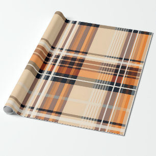 Papel De Presente Design do Padrão de queda de Xadrez de outono