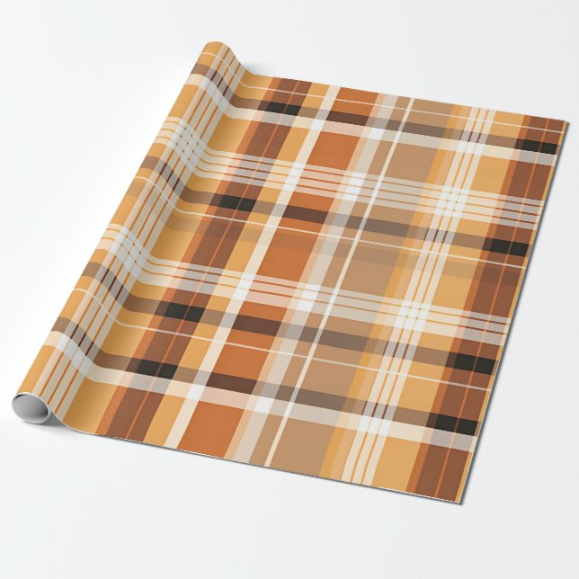 Papel De Presente Design do Padrão de queda de Xadrez de outono (Desenrolado)