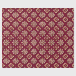 Papel De Presente Design Elegante Vermelho e Dourado