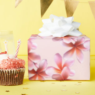 Papel De Presente Design Floral de Plumeria Havaiana Rosa