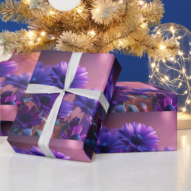 Papel De Presente design floral roxo elegante (Feriados)