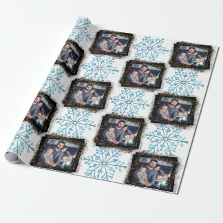 Papel De Presente Design Foto Da Sua Própria Família Leopardo SnowFl
