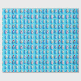 Papel De Presente Design insectes bonbons pastel sur fond bleu vif