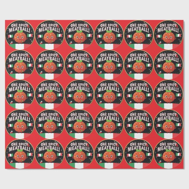 Papel De Presente Design italiano Spicy Meatball com Bandeiras itali (Aberto)