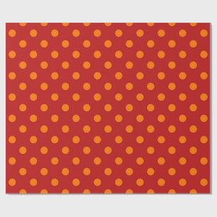 Papel De Presente Design Laranja Bolinhas de Fundo Vermelho