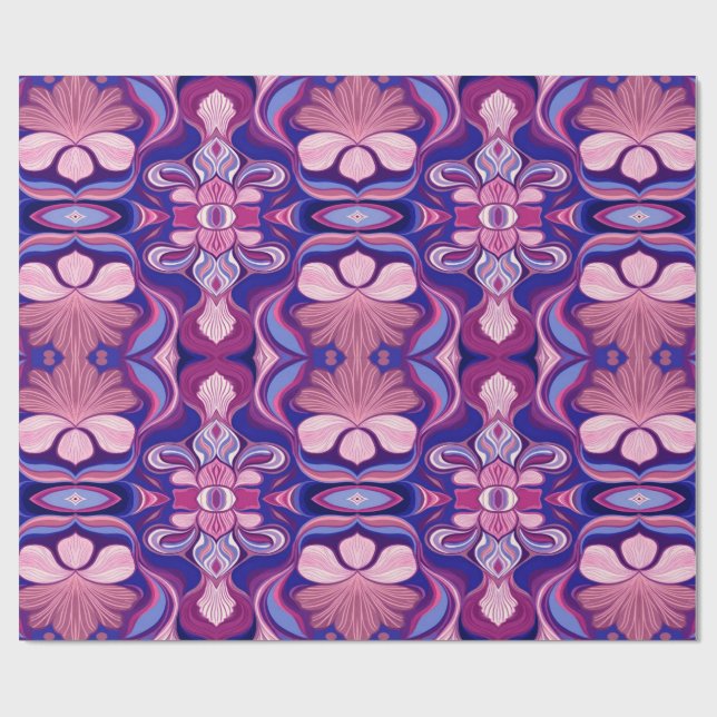 Papel De Presente design moderno de padrão floral clássico multicolo (Aberto)