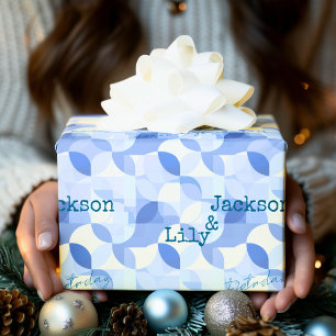 Papel De Presente Design moderno minimalista em padrão geométrico az