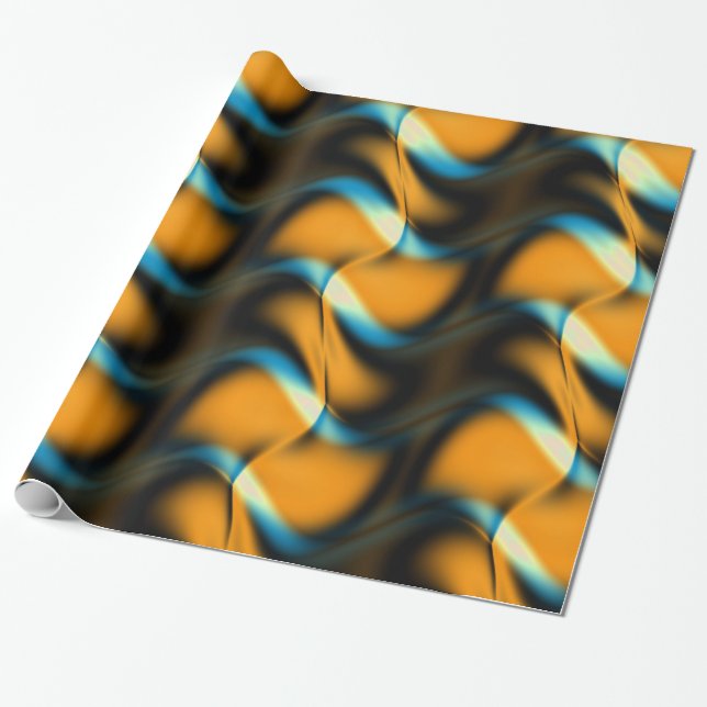 Papel De Presente Design Ouro de Ondas Sussuras (Desenrolado)