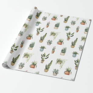 Papel De Presente design potted da aguarela das plantas