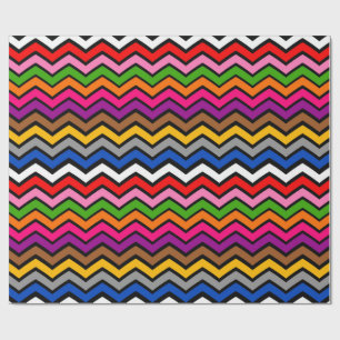 Papel De Presente Design Preto Zigzag Multicolorido