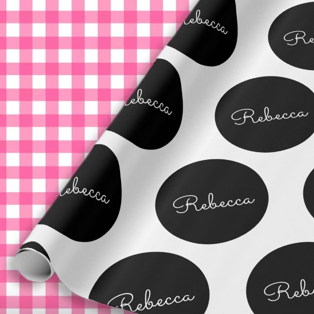 Papel De Presente Design Retro-Moderno Preto & Branco com Bolinhas (Criador carregado)