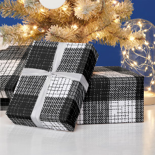 Papel De Presente Design Xadrez Preto e Branco em Bold