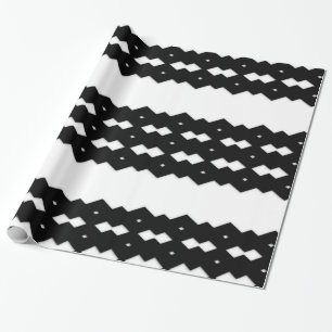 Papel De Presente Design Zig Zag Preto e Branco Elegante
