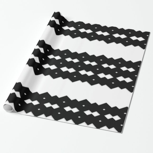 Papel De Presente Design Zig Zag Preto e Branco Elegante (Desenrolado)
