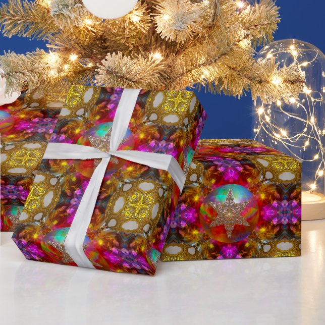 Papel De Presente Designer Elegante de Natal da Estrela Maravilha (Feriados)