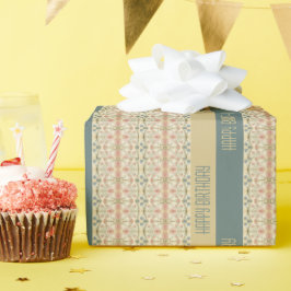 Papel De Presente Designer Floral Rosa e Azul