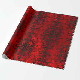 Papel De Presente Designs de rolagem pretos em tons de vermelho
