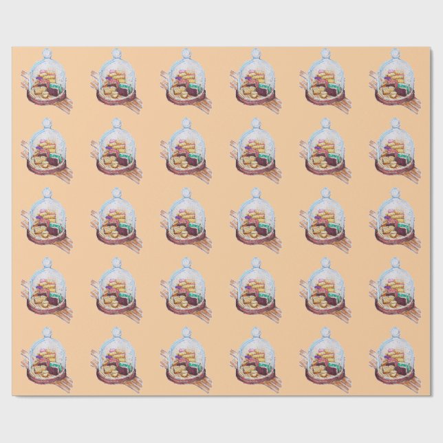 Papel De Presente Desserts Sob Cama De Vidro (Aberto)