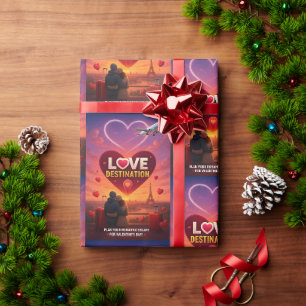 Papel De Presente Destino de Amor Romântico Dia dos Namorados Viagem