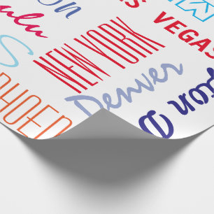 Papel De Presente Destinos de Viagem até 16 Cidades palavras ou Nome