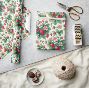 Papel De Presente Desvinculação de morangos de Verão