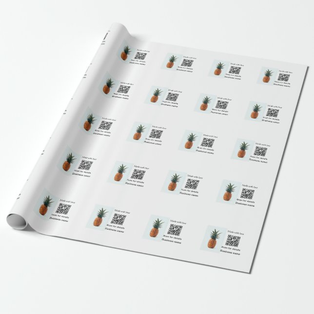 Papel De Presente Deta de negócios de código q r de comida de fruta  (Desenrolado)
