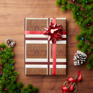 Papel De Presente Detalhe de camisola de Natal com veados e árvore