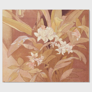 Papel De Presente Detalhe Floral Art Nouveau de Alphonse Mucha