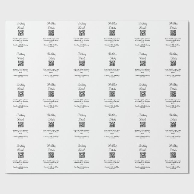 Papel De Presente detalhes do aniversário de 15 anos do scan QR mode (Aberto)