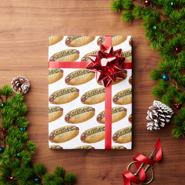 Papel De Presente Detroit Michigan MI Coney Island Hot Dog Hotdog (Presente de Natal)