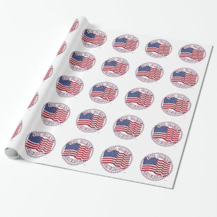 Papel De Presente Deus Abençoe a América Com a Bandeira dos EUA e 50