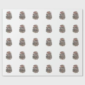 Papel De Presente Deus Abençoe o América Design Vetorial Patriótico