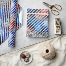 Papel De Presente Dia 4 de julho de Independência do Silver Gliter