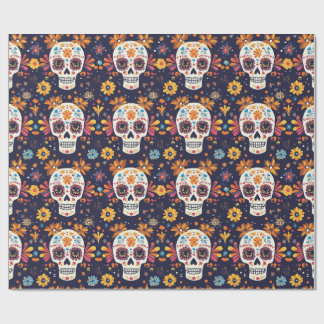 Papel De Presente Dia colorido do crânio morto de açúcar, sem soldad