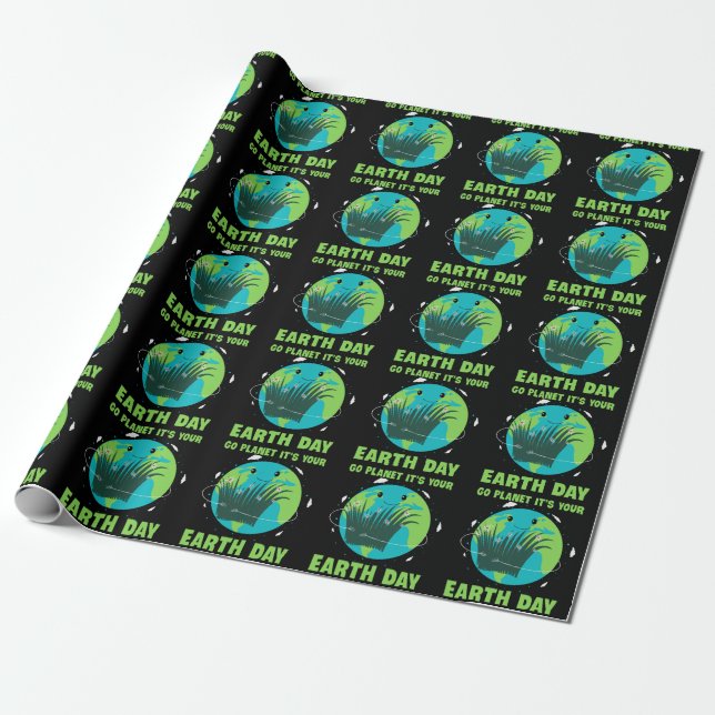 Papel De Presente Dia da Terra: Vai Planeta É o Seu Dia da Terra (Desenrolado)