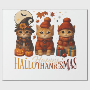 Papel De Presente Dia das Bruxas Ação de Graças Natal Feliz HalloTha