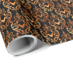 Papel De Presente Dia das Bruxas do Bat Negro e Laranja