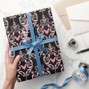 Papel De Presente Dia das Bruxas Rosa e Negro
