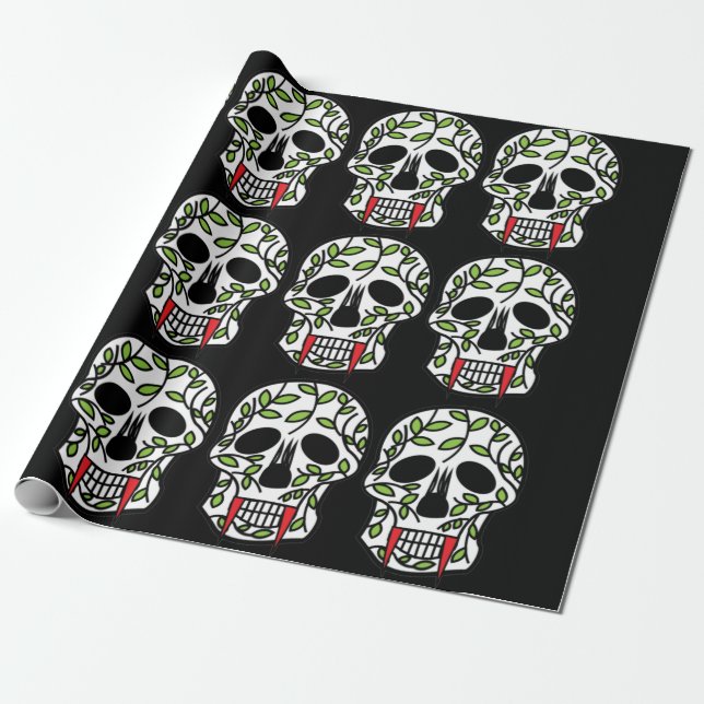 Papel De Presente Dia das Caveiras Dia dos Mortos  (Desenrolado)