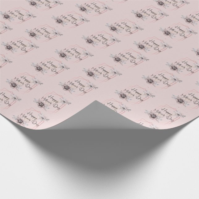 Papel De Presente Dia das Mães Floral Rosa Cinza (Ponta)