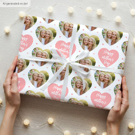 Papel De Presente Dia das Mães Fofo 6 Foto Amor do Coração Coral