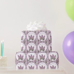 Papel De Presente Dia das Mães Lilás Botânico Vintage Feriado