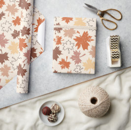 Papel De Presente Dia de Ação de Graças design, folhas naturais do o