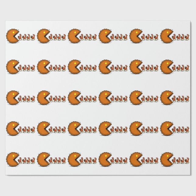 Papel De Presente Dia de Ação de Graças Divertido Comer Torta de Per (Aberto)