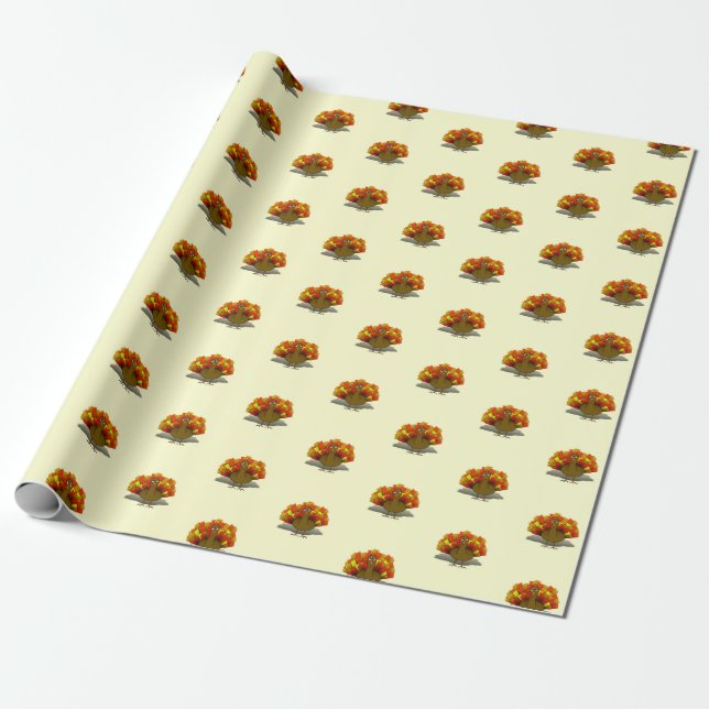 Papel De Presente Dia de Ação de Graças Peru Preocupado (Desenrolado)