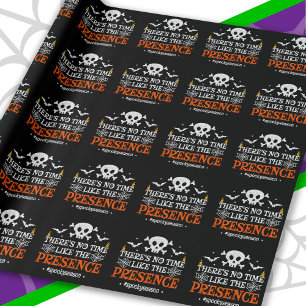Papel De Presente Dia de as Bruxas engraçado Crossbones do crânio do