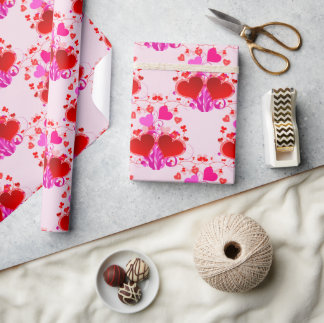 Papel De Presente Dia de os namorados bonito de Corações Vermelho e 