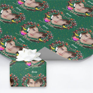 Papel De Presente Dia de os namorados com ave canária